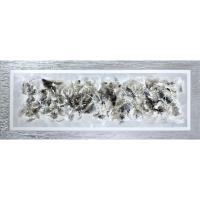Cuadroexpres - Cuadro Pintado a mano 150x60 cm, Moderno, Abstracto, en Gris y Plata, con Relieve, firmado por el Artista, 100% Original, Sobre lienzo, Listo para Colgar - details 0