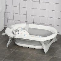 HOMCOM Bañera Plegable para Bebé Recién Nacido hasta 3 Años 81,5x50,5x23,5 cm con Tapón Termosensible Cojín y Almohadillas Antideslizantes - details 1