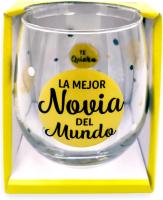 Vaso de vidrio con la frase "La Mejor Novia del Mundo" y elementos decorativos - details 0