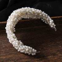 Diadema De Novia De Lujo Para Mujer Accesorio De Cabello De Boda Hecho a Mano Con Perlas Y Cristales Tamaño M Para Adultos - details 2