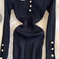 Vestido Largo De Punto Con Volantes YuooMuoo Estilo Francés Romántico Elegante Y Ajustado Para Mujer Con Manga Mariposa Mid-Calf Para Fiesta - details 23