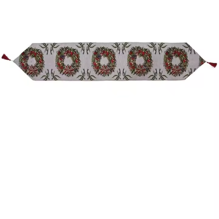 Camino de mesa navideño, mantel rectangular largo para mesa navideña, decoración del hogar, 180 x 35 cm, para decoración de centro de mesa navideño (guirnaldas) - 1