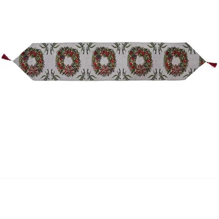 Camino de mesa navideño, mantel rectangular largo para mesa navideña, decoración del hogar, 180 x 35 cm, para decoración de centro de mesa navideño (guirnaldas) - 1