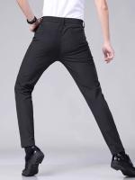 Pantalones Casuales Para Hombre Gris Claro Con Cintura Semi Elástica Nylon Seda Business Gentleman Verano Estilo Recto Tubo Ligero - details 6