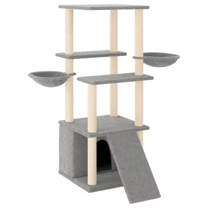 Rascador para Gatos con postes de isal gris Claro 133 cm - 1