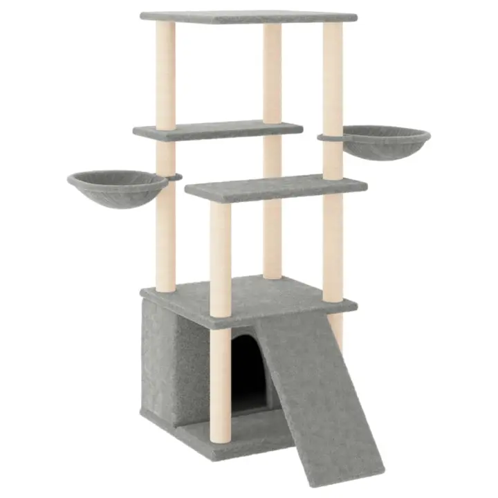 Rascador para Gatos con postes de isal gris Claro 133 cm - 1