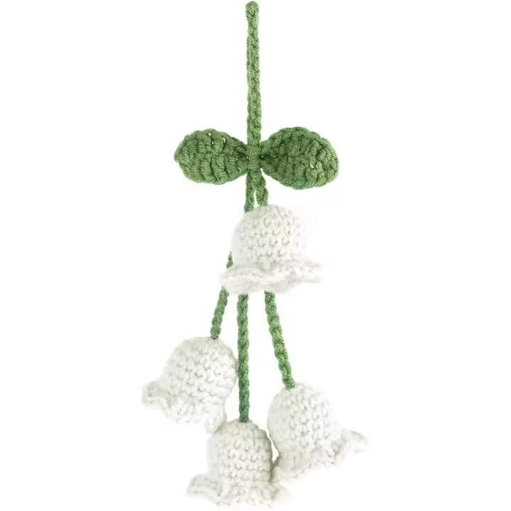 Accesorios lindos del coche para las mujeres, Bellflower hecho a mano colgante del coche, espejo que cuelga los accesorios para su coche (blanco) - 1