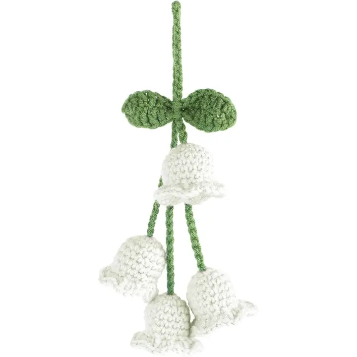 Accesorios lindos del coche para las mujeres, Bellflower hecho a mano colgante del coche, espejo que cuelga los accesorios para su coche (blanco) - 1