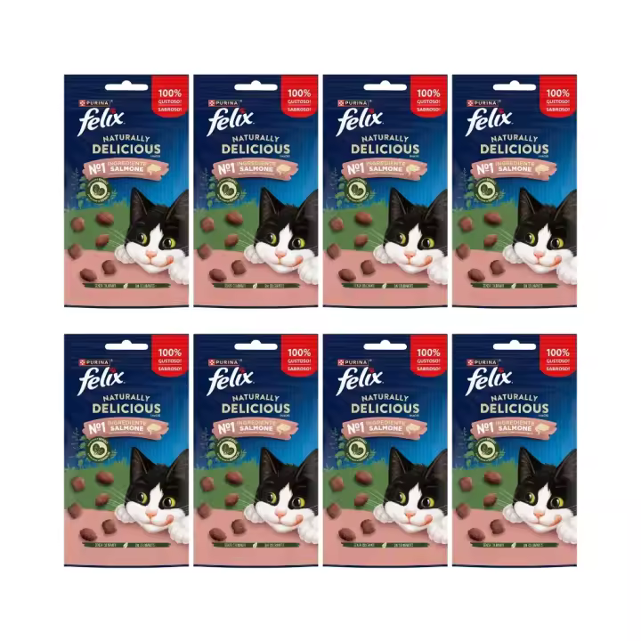 FELIX - Naturally Delicious (4x50 gr) - Snacks para Gatos (Salmón) (4 Bolsas de 50 gr) - 1