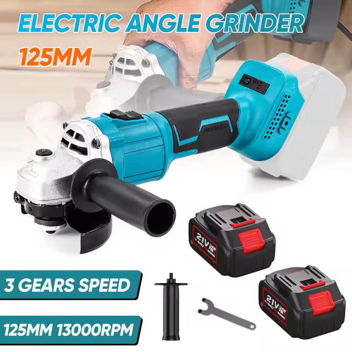 amoladora angular sin escobillas M14 de 125mm, máquina cortadora, amoladora angular eléctrica inalámbrica, herramientas eléctricas para pines de batería Makita de 18V - 1