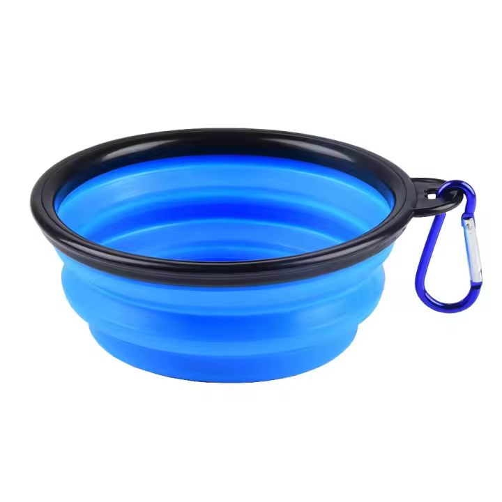 Cuenco plegable de silicona para perros y Gatos, Cuenco portátil para comida para mascotas, Bebé de agua con Gancho para Agua, fácil de transportar, ahorra Espacio (1 Unidad) - 1