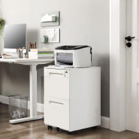 Archivador móvil de oficina con cierre, 2 cajones para documentos y carpetas suspendidas, premontado, 39x50x69,5 cm, en blanco - details 4