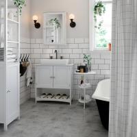 Armario de baño bajo lavabo con 2 puertas y 2 compartimentos, balda ajustable, almacenaje eficiente, 60x30x60 cm, blanco - details 5