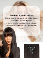 Extensiones De Cabello Sintético 24 Pulgadas Clip in Longas Y Rectas 6 Piezas 16 Clips Color Marrón Rubio Para Mujeres Piezas De Cabello Artificial - details 9