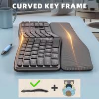Teclado Inalámbrico Ergonómico 2.4G Con Soporte Para Mano Recargable Bluetooth Para Laptop Multidevice Teclado Multimedia Para Computadora Y Tableta - details 4