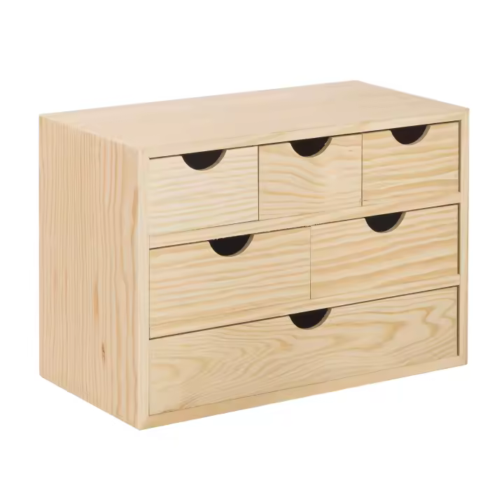 Mini cajonera de madera con seis cajones 28x40x20cm - 1