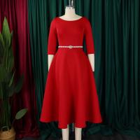 Vestido De Lujo Para Mujer Con Cuello Redondo Manga Larga Cinturado A-Linea Hasta El Tobillo Elegante Vestido De Cumpleaños - details 20