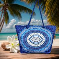 MEJORADA KD-2306 Bolso de Playa-Tote Bag Súper Grande 60x40x20CM con Diseño de Ojo Turco y Motivos Azules, Ideal para Playa y Vacaciones - details 3