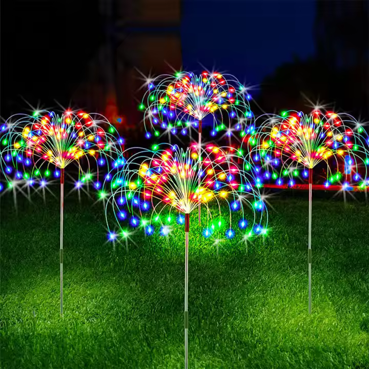 Luz De Jardín Solar LED Impermeable Con 8 Modos De Fuegos Artificiales Para Paisaje Jardín Decoración De Navidad Y Fiesta - 1