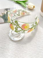 Diadema Bohemia Vintage De Punto Rosa Con Estampado Floral Ancha Para Mujeres Y Niñas Accesorio De Cabello Étnico Estilo Casual - details 15