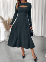 Vestido Largo De Encaje Con Mangas Largas Para Mujer Nuevo Otoño E Invierno Estilo Básico Silueta Ajustada Y Flared - details 3