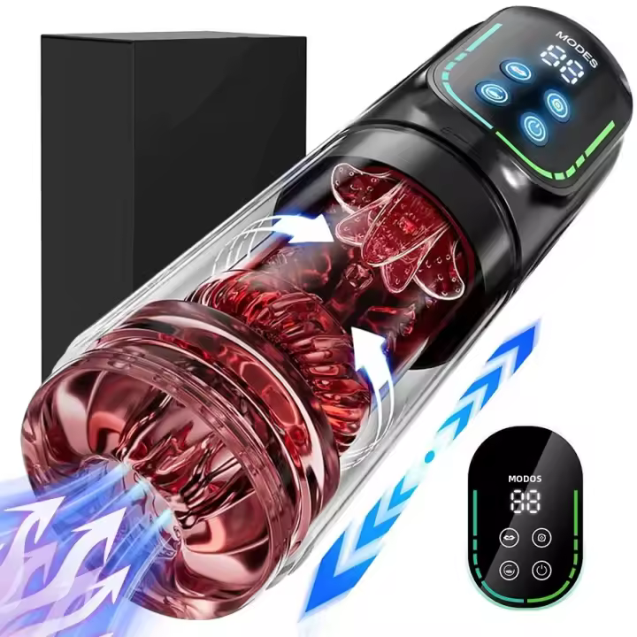 Masturbador Automático Para Hombres Con Vibración Y Calor Pantalla LCD Juguete Sexual Para Adultos Realismo De Pecho - 1