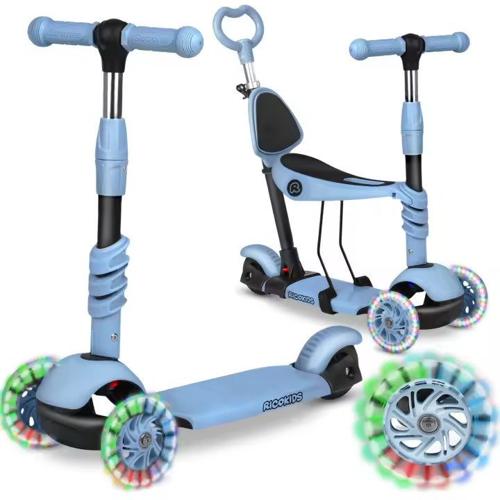 Patinete de 3 ruedas Ricokids Todi - Azul-gris - 1