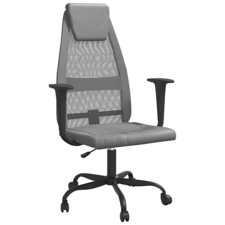 Silla de Oficina Altura de Lona ajustable Malla y cuero PE Gris - 1