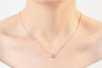 Collar Colgante Redondo De 1 Carrat De Circonita Cubica Para Mujer Color Rosa Oro Colorido Cristal Cadena En El Cuello Joyería - details 1