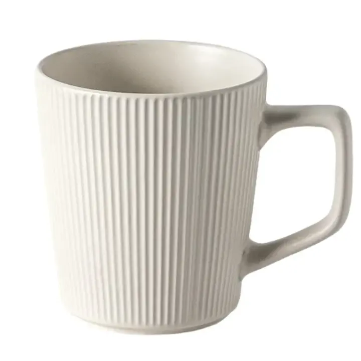 Taza De Cerámica Nórdica De 500ml Con Asa Para Café Leche Y Agua Color Sólido Y Rayado Uso Doméstico Y Oficina - 1