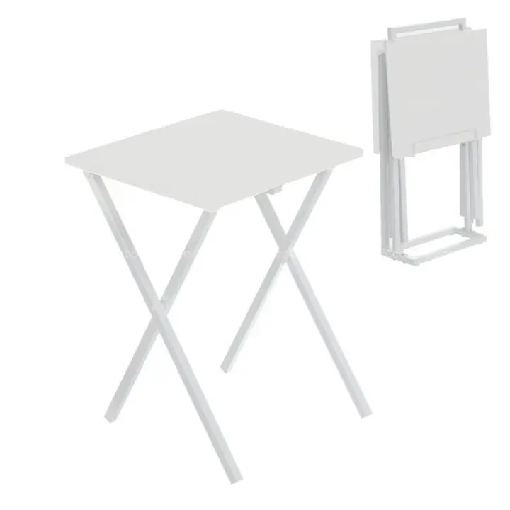 XOCOTŌ® Set de 2 mesas plegables con soporte  Pack 2 mesas plegables 40 x 33.5 x 51cm con soporte metálico  Color blanco, negro o nórdico - XOCOTO · Tu Hogar, Cleverly Simple - 1