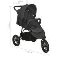 vidaXL Cochecito de bebé de acero gris antracita - details 7