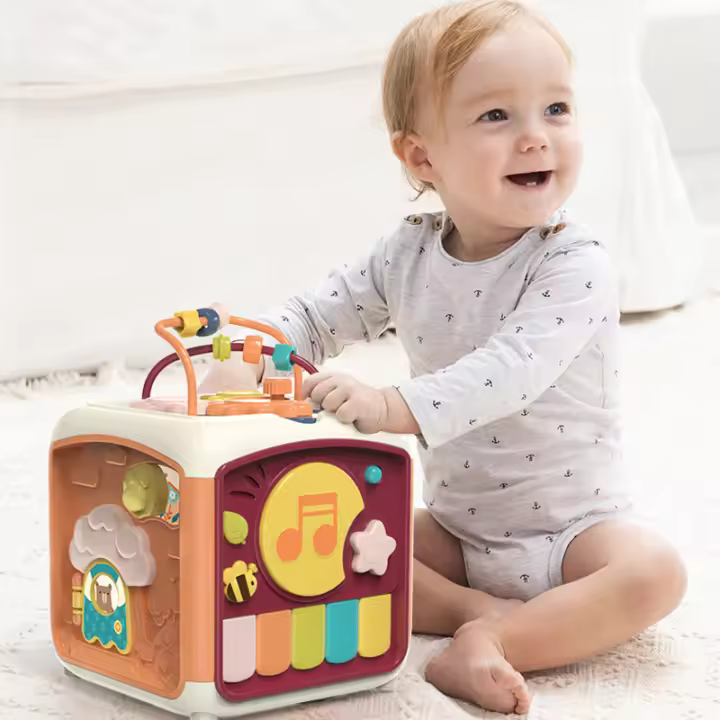 Cubo De Actividades Para Bebés Juguete Educativo 7 En 1 Sorteo De Formas Musical Laberinto De Perlas Conteo Descubrimiento Juguetes Para Niños Aprendizaje - 1