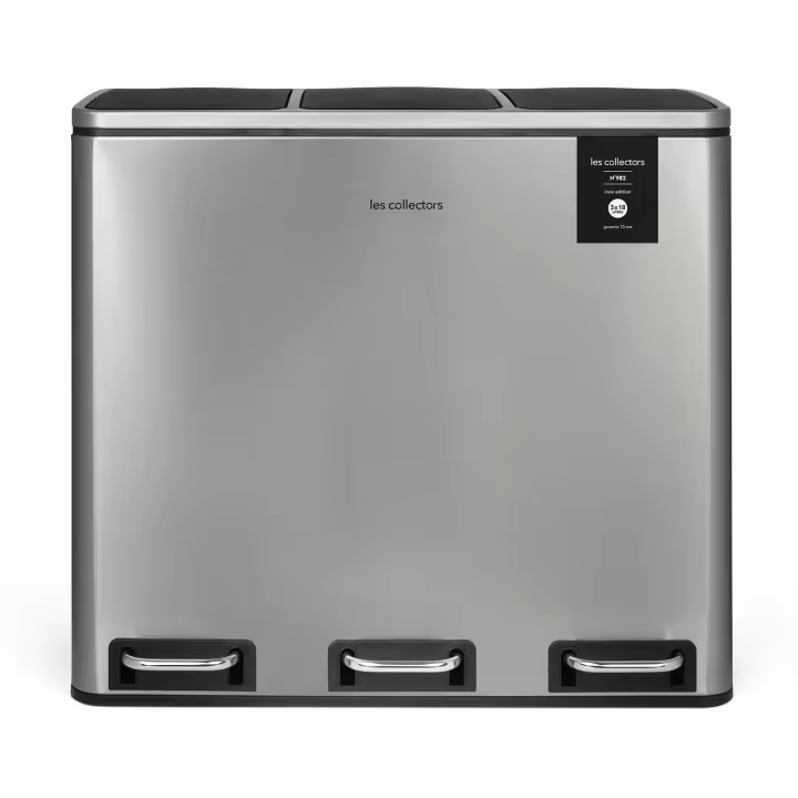 Les Collectors Cubo de Basura con Tapa, Acero Inoxidable, Plata, 56 cm - 1