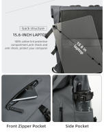 Mochila Impermeable Rolltop HK Para Hombres Y Mujeres Gran Capacidad Con Portátil Para Viajes Escuela Y Negocios Antirrobo Con USB - details 8