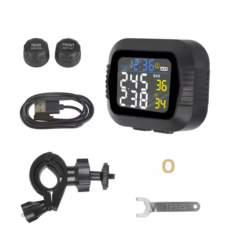 Sistema De Alarma De Presión De Neumáticos Para Motocicleta Con 2 Sensores Externos Monitor De Temperatura Y Nivel De Neumáticos Moto Tyre Alarm Real Time - 1