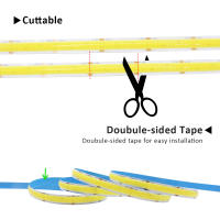 Tira De LED COB Super Brillante Doble Fila 616/624 LEDs/m Flexible Dimmable Luz RA90 Cinta De Iluminación 3000K 4000K 6500K DC12V 24V Para Sala De Estar - details 5