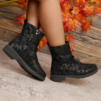 SP Cinturón con cara profunda para Mujer, estilo Korean, Nuevo, de otoño and Invierno, Con Cremallera lateral y Cabeza Redonda, parte inferior Gruesa, informal, de talla Grande - details 3