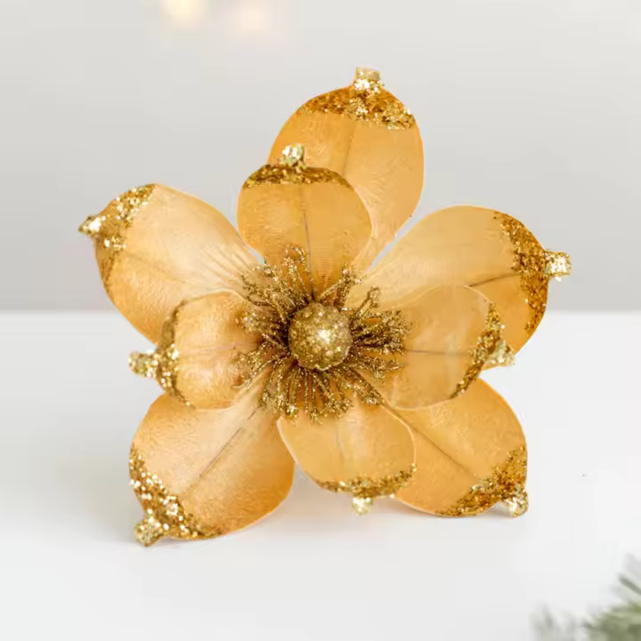 Flores Artificiales De Glitter 20cm Cabezas De Flor Magnolia Con Lentejuelas Para Decoración De Mesa En Vaso Y Fiestas Cumpleaños Bodas - 1