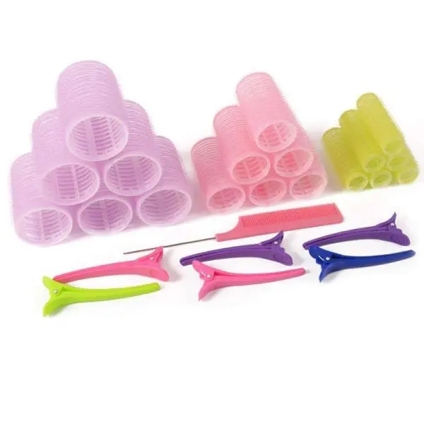 25-pack Hair rollers, Clips, Comb w. divider, Hair rollers, curlers multicolor - 1