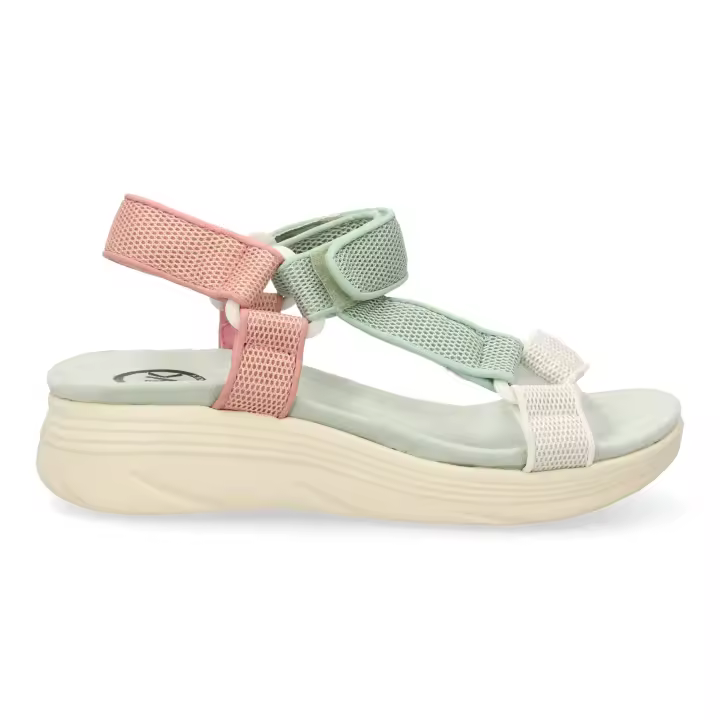 PuntoSalao Sandalias planas cómodas velcro para mujer color verde FF-86 - 1