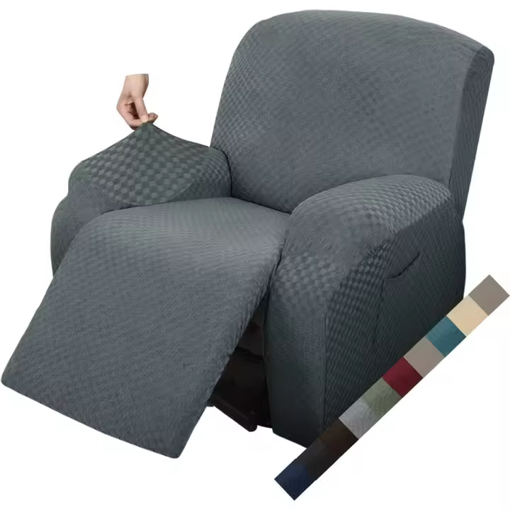 Funda de Sillón Relax Stretch Funda Sofá 1 Plaza Reversible con Bolsillo Protector de Sofá (Gris) - 1