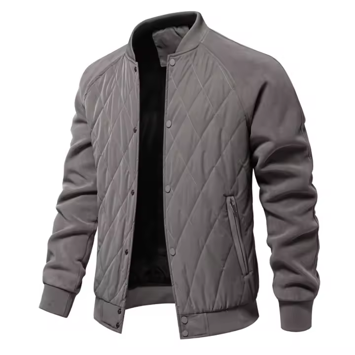 Chaqueta gruesa acolchada de terciopelo para hombre, chaqueta informal europea y americana, chaqueta superior de manga raglán, novedad de Otoño de 2024 - 1
