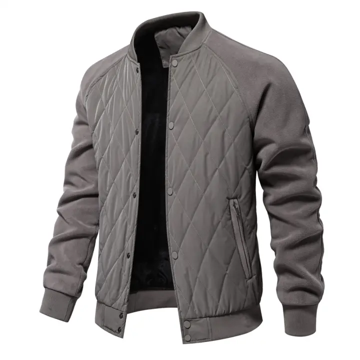 Chaqueta gruesa acolchada de terciopelo para hombre, chaqueta informal europea y americana, chaqueta superior de manga raglán, novedad de Otoño de 2024 - 1
