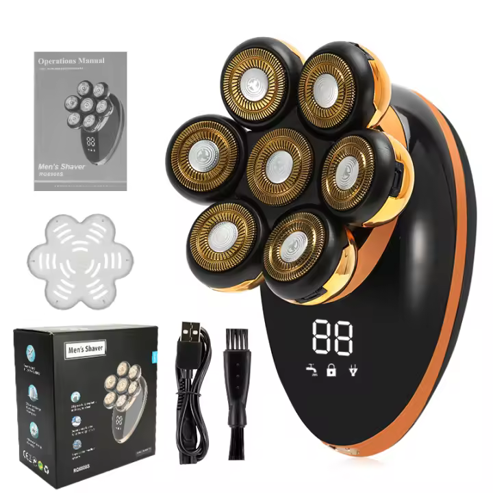 Nueva Peluca Eléctrica Para Hombres 7D Independientemente 7 Cuchillas Cabeza Flotante Recargable Impermeable Con Multifuncional Trimmer Para Hombres - 1