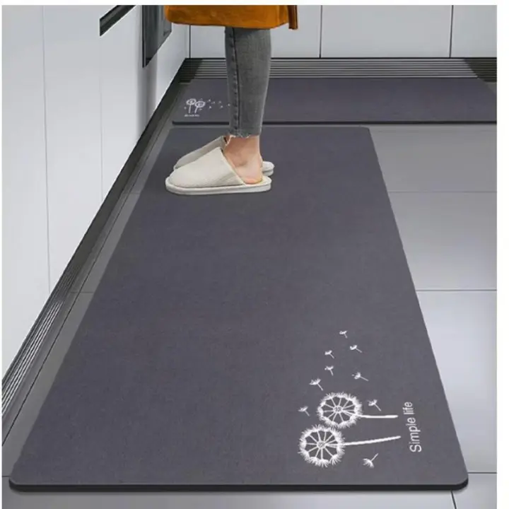 Carpetas De Cocina Y Entrada De Cristal Simple Antideslizante Y Resistente Al Aceite Absorbente Para Baño Y Puerta Moderno Estilo Poliéster 100% - 1