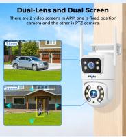 Cámara WiFi exterior Hiseeu WS318 4K 6MP, con doble lente y doble pantalla, audio bidireccional, visión nocturna en color, seguimiento automático, detección de humanos por inteligencia artificial, resistente a la intemperie IP66, compatible con WiFi 2.4G - details 2