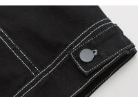 Chaqueta De Denim Para Hombre Estilo Callejero Con Bolsillos Grandes Diseño De Contraste Talla Grande Negro Y Blanco Lavado Abrigo De Otoño 4XL 5XL - details 15