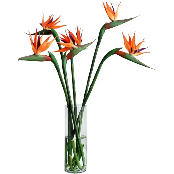 32.5 pulgadas amarillo grande elegante pájaro del paraíso flores artificiales, flor artificial pájaro del paraíso planta verde interior al aire libre guirnalda hogar jardín oficina balcón decoración de boda para el hogar oficina (3 piezas) - 1