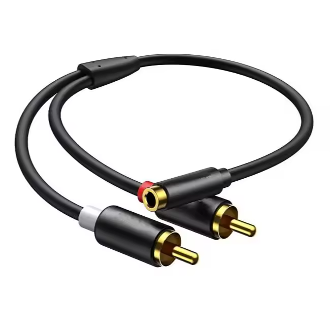 CABLEPELADO Cable Audio Estéreo Hembra de 3.5 mm a 2X Macho, Cable Divisor Audio Estéreo, Apto para para Amplificador, Altavoces, Tocadisco, Mezclador, TV, MP3, Móvil,Tablet, PC | 30 cm, Nylon - 1